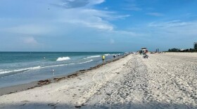People walking along a beach
