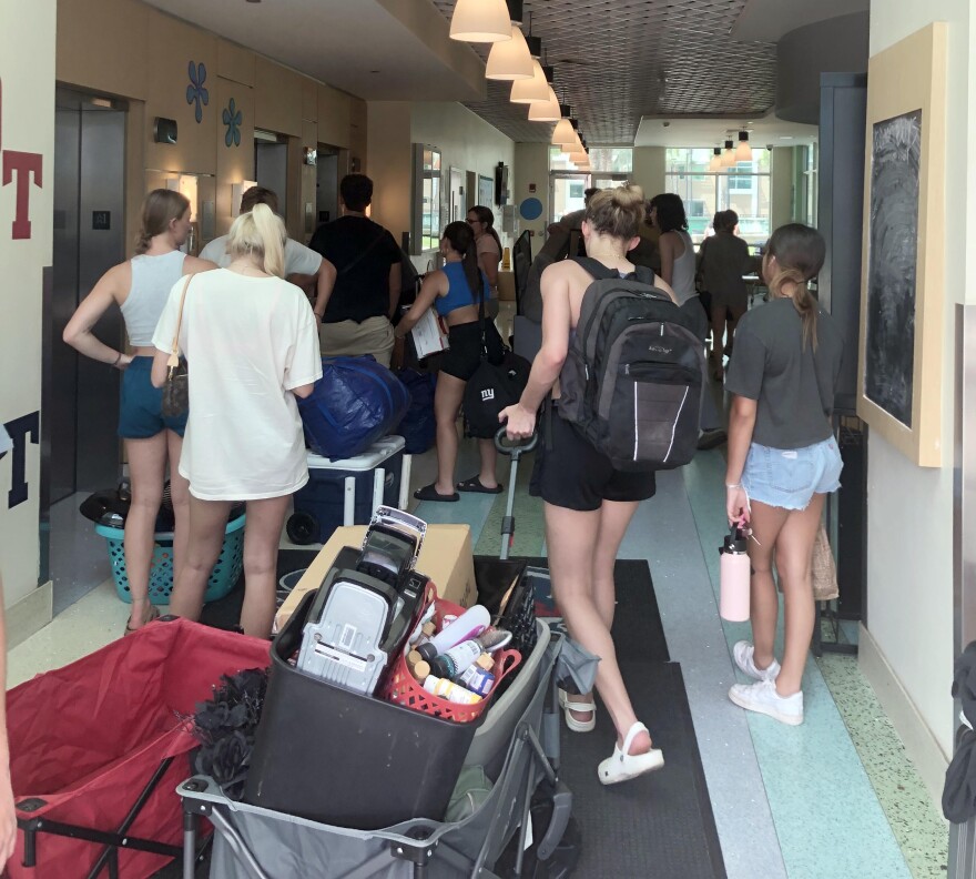 Students moving into their dorms at Florida Atlantic University.