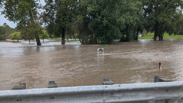 Flooding at the LeRoy Country Club golf course is seen Saturday. LeRoy saw nearly 7 inches of rain over the past 48 hours.
