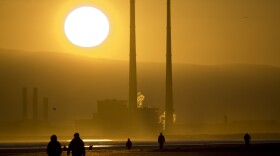 Smokestacks loom over Bull Island, northeast of Dublin, in 2008.