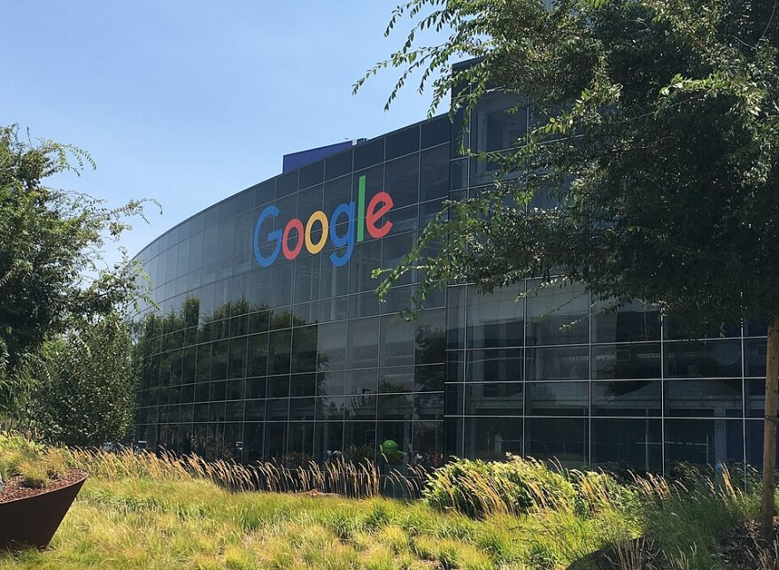 Mountain View's Google campus is seen in the image