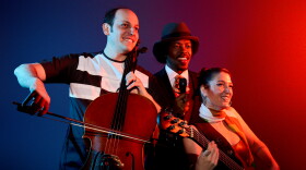 Biribá Union features Mike Block (cello, vocals), Christylez Bacon (beatbox, guitar, rhymes) and Patricia Ligia (bass)