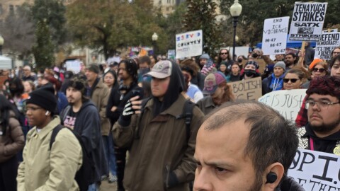 San Antonians fill Travis Park downtown to protest against Trump Administrations immigration policies and ICE