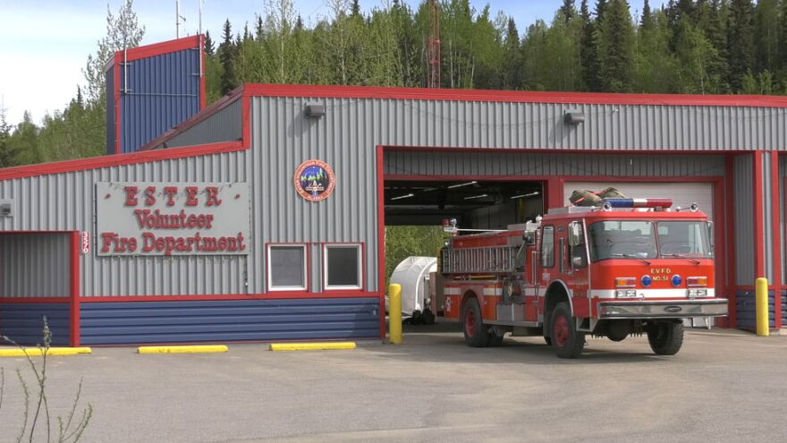 The Ester Volunteer Fire Department firehouse in May, 2020.