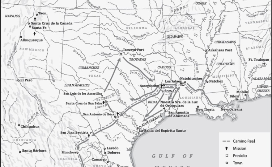 Spanish troop movements from Los Adaes, 1730s-1770s.