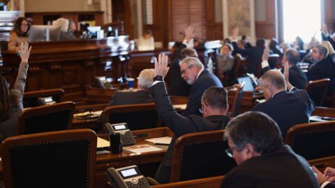 Kansas Republicans and Democrats clashed over veto overrides.