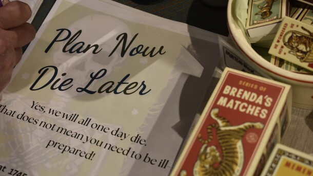 Flyer for an upcoming funeral planning event on Feb. 21, 2026, from 1-3 pm, at Our Center in Reno, Nevada.