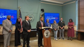 Shannon Hardin addresses press before City Council meeting where the Our City Our Say charter amendment and council's complimentary amendment are approved for the November ballot.