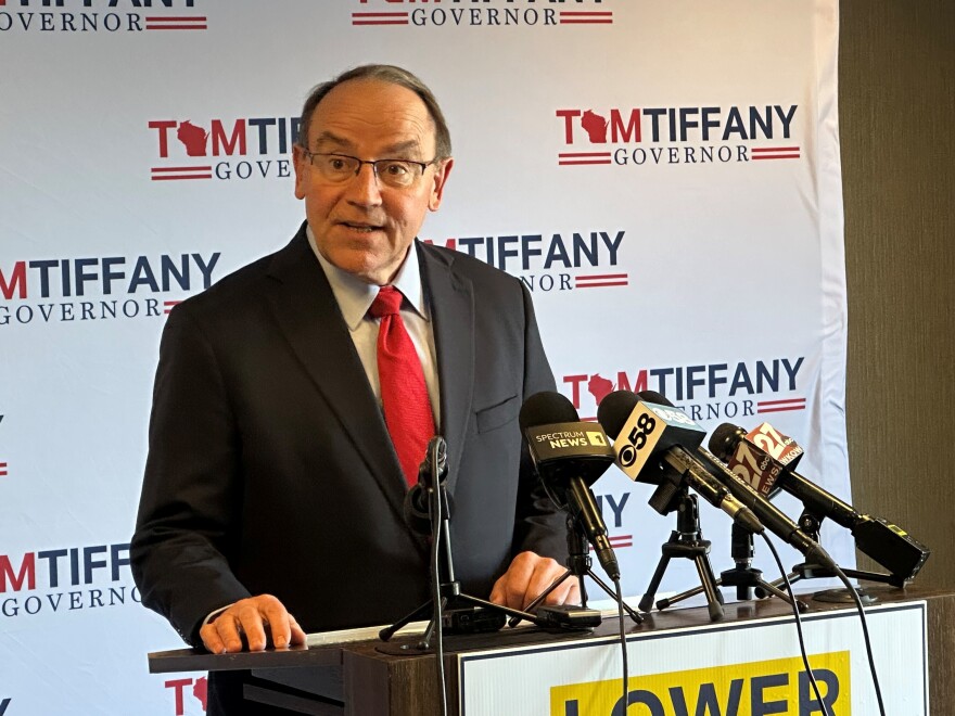 Republican U.S. Rep. Tom Tiffany, a candidate for Wisconsin governor, gives a news conference, Monday, Jan. 26, 2026, in Madison, Wis.
