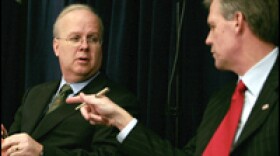 White House Deputy Chief of Staff Karl Rove (left) speaks with White House spokesman Tony Snow in January. Rove may be forced to testify under oath in the inquiry over eight fired U.S. attorneys.