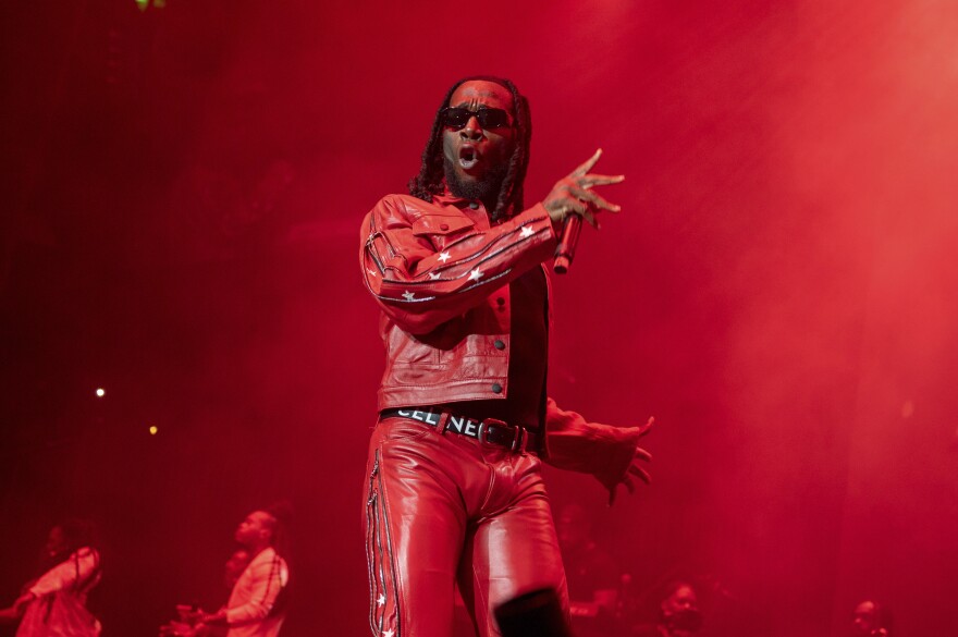 Burna Boy performs at State Farm Arena on Sunday, July 31, 2022, in Atlanta. (Photo by Paul R. Giunta/Invision/AP)