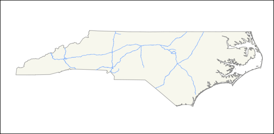 A map of North Carolina's Interstate highways.