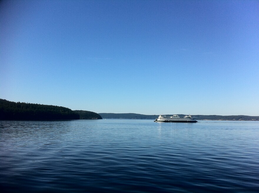 A Washington State ferry travels to Friday Harbor.