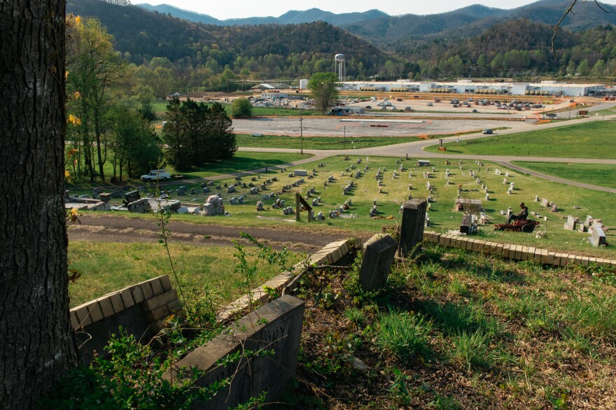 A new data center built in the town of Marble across the road from Moss Cemetery, Cherokee County, NC on April 7, 2026.