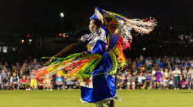 Fancy shawl dancer at Cherokee National Holiday inter-tribal powwow