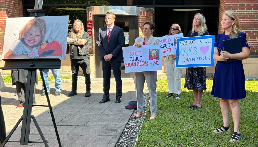 Jacqueline Franchetti, at far right, is urging changes to the procedures that govern family court proceedings after her 2-year-old daughter Kyra was killed by the girl's father.