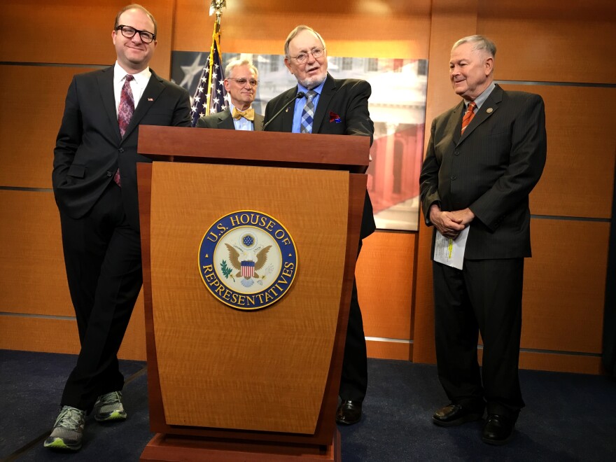 Reps. Jared Polis, Earl Blumenauer, Don Young and Dana Rohrabacher founded the "cannabis caucus" to ease federal restrictions on marijuana. (Photo: Liz Ruskin - APRN)