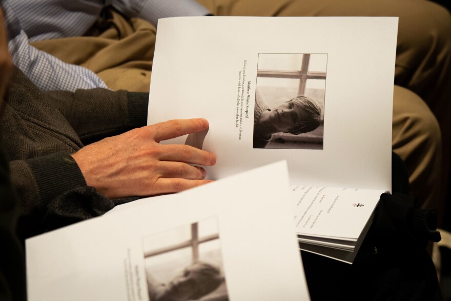 A program from Matthew Shepard's public remembrance at the National Cathedral in Washington, D.C. on Friday.
