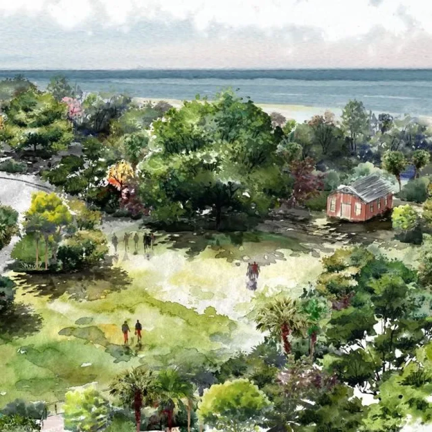 Phipps Ocean Park with the relocated schoolhouse.