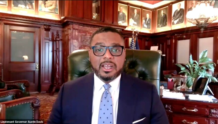 Pennsylvania Lieutenant Gov. Austin Davis speaks during a Defend America Action Zoom call Tuesday morning, Dec. 9, 2025 ahead of President Donald Trump's visit to Northeast Pennsylvania later in the day. Trump’s policies force everyday Pennsylvanians to rely on "buy now, pay later" services, forgo costly medical treatments and worry whether they can afford to heat their homes, Davis said.