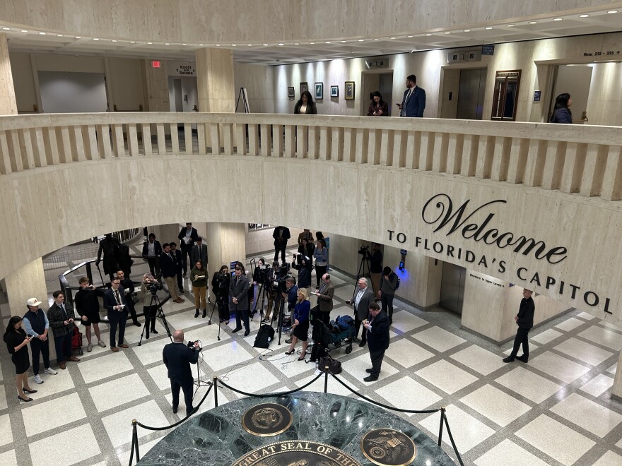 Florida Lt. Gov. Jay Collins tells Florida Capitol journalists why he's running for governor on Monday, Jan. 12, 2026.