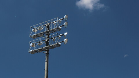 Stadium lights at Parkview High School in Springfield, Mo. (Photo taken September 4, 2026)