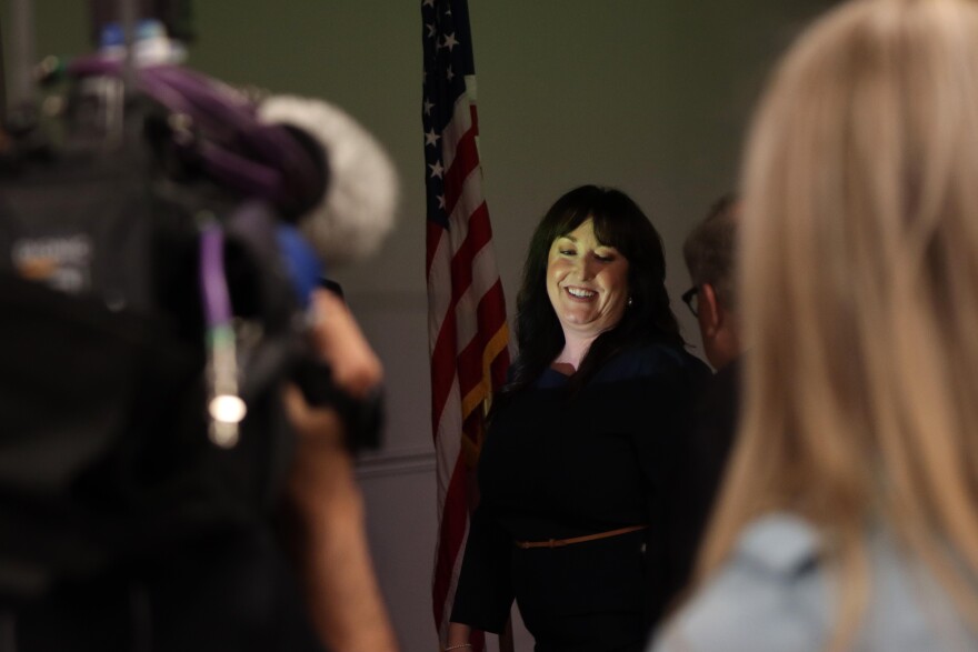 Diana Moers is the Republican candidate for prosecuting attorney, upsetting incumbent Nicholas Hermann. She spoke to the county GOP meeting after have securing the nomination.