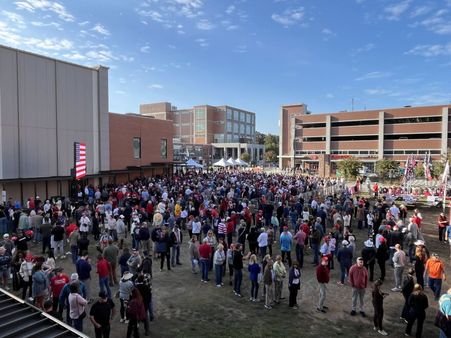 A crowd gathers early to see Trump in Rock Hill.