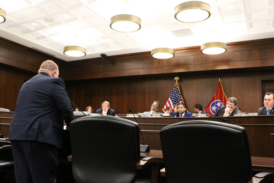 Alex Youn testifies to state representatives on March 16 in support of bills targeting issues he found in the current system of protecting domestic violence victims.