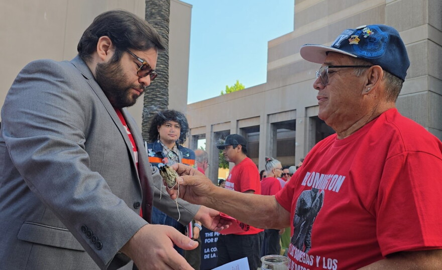 Residents and environmental advocates filled the San Bernardino County Government Center chambers during a public hearing on the Bloomington Business Park Specific Plan on Tuesday, September 23, 2026 . The group also packed the chambers last month when the Planning Commission recommended the project’s approval to the Board of Supervisors.
