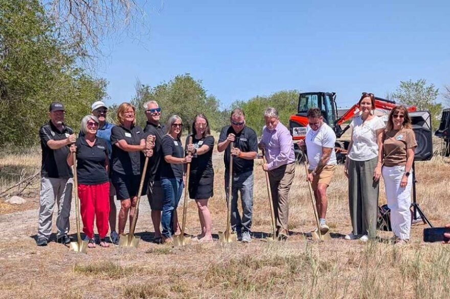 City of Pocatello, Chamber of Commerce, and Portneuf Valley Pride officials break ground on the new community garden.