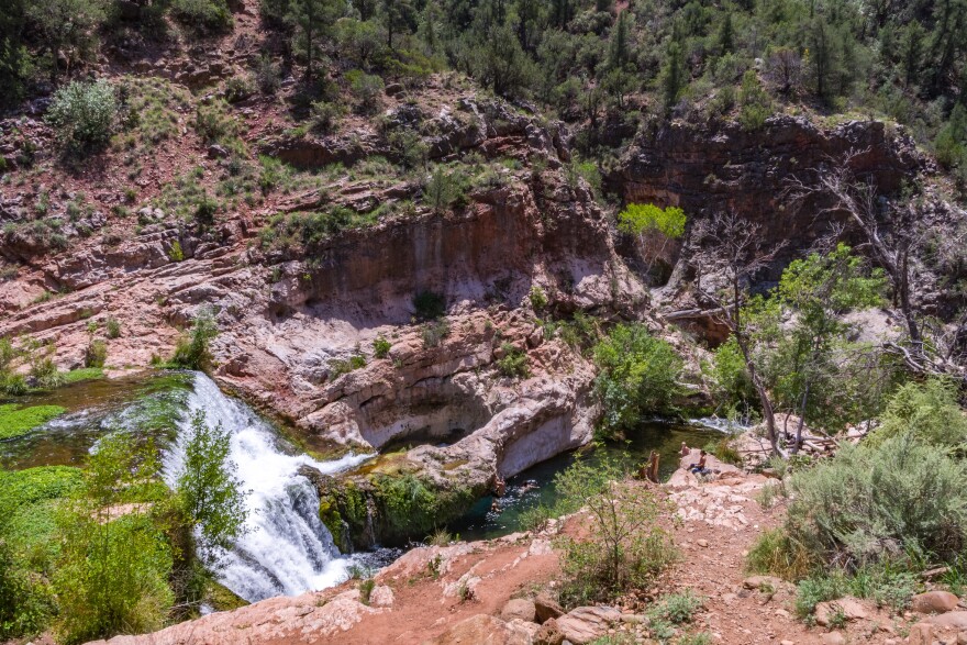 Fossil Creek Dam was decommissioned in 2005, allowing Fossil Creek to run free for the first time in nearly 100 years. The pool below the dam is known as "the toilet bowl" by visitors who trek nearly five miles on strenuous desert trails to this swimming hole.