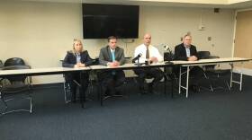 St. Joseph County officials at a press conference regarding untested sexual assault examination kits.