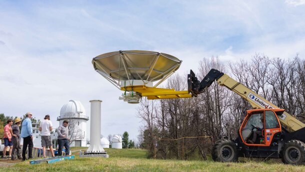 UVA's new radio telescope traveled from Germany to a mountaintop in Nelson County.