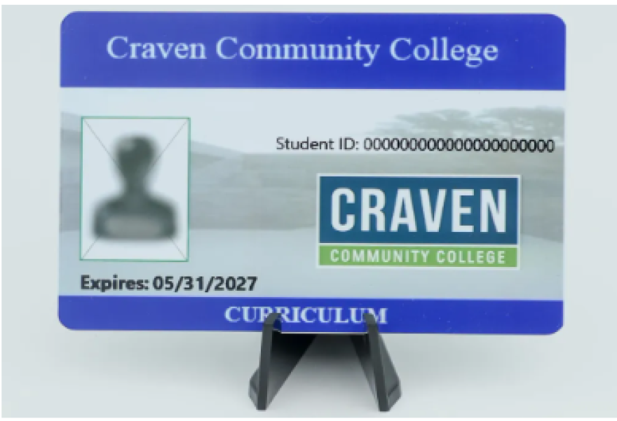 Craven Community College’s student ID card. The school has not sought state elections board approval of its ID for voting use. Courtesy: Craven Community College.