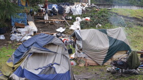 The Jungle: a green beltway east of Interstate 5 where dozens of homeless people live. 