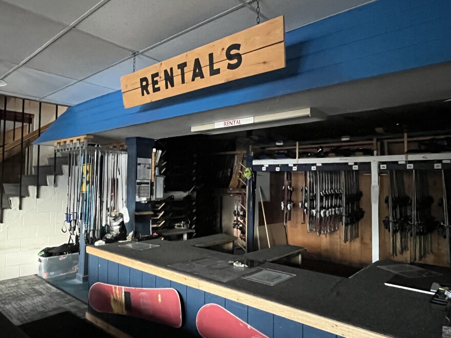 The rental desk at Mt. Holiday in Traverse City. Feb. 8, 2024. (Photo: Izzy Ross/IPR News)