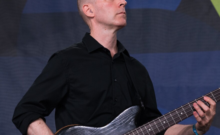 Joe Lally performing with James Brandon Lewis at the 2024 Newport Jazz Festival