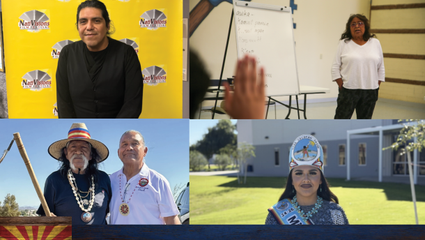 Clockwise from right: Cocopah language and culture camp, Miss Cocopah Jocentah Marie Miller, Ivan Bender of the Hualapai tribe and Fort Yuma Quechan Indian Tribe Council member Faron Owl and CRIT Councilmember Tommy Drennan.