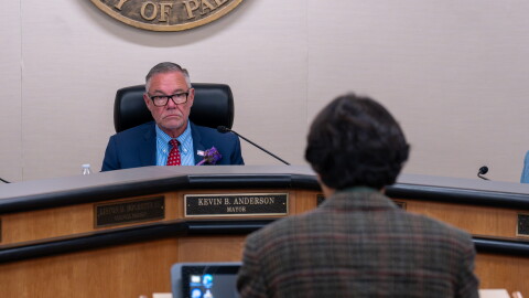 Dominic Hendricks speaks before Fort Myers City Council Monday afternoon alleging an improper action by city mayor Kevin Anderson and urging the mayor to resign. Anderson declined to resign.