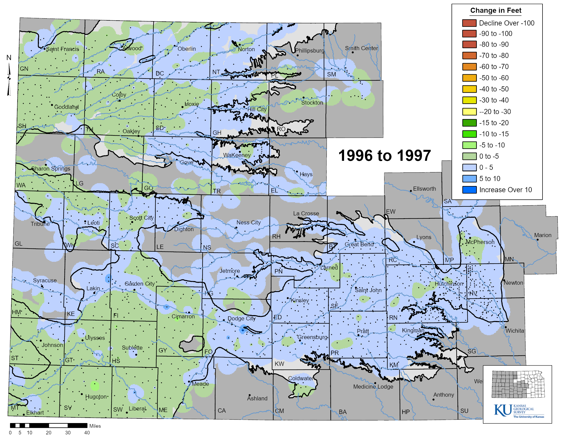 Map showing aquifer declines