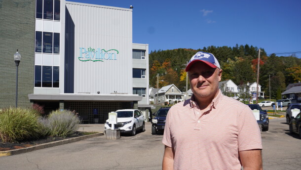 Gregory Spako stands in front of The Pavilion, a skilled nursing facility in Bradford, Pa. Spako wants to raise awareness about the quality of the building and its staff in hopes of either preventing its closure or bringing back care someday. 
