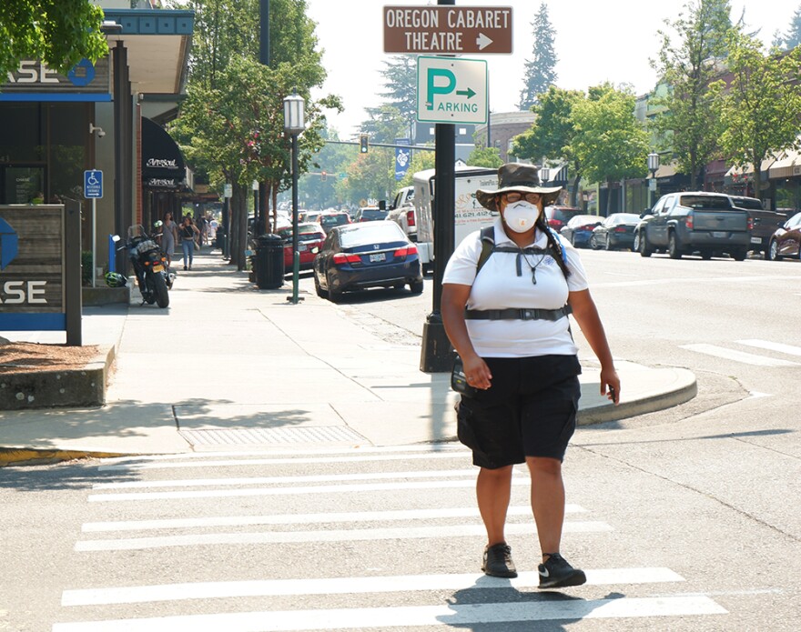 People walking through Ashland's downtown district were spotted wearing N-95 masks to protect themselves from unhealthy wildfire smoke.