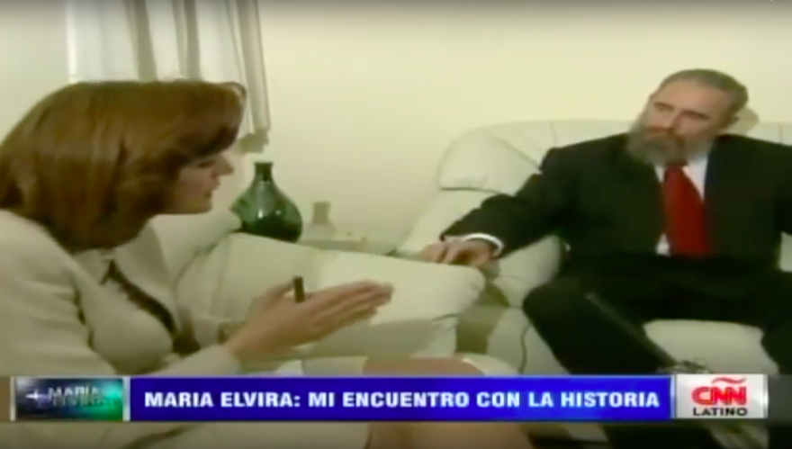 Then TV journalist Maria Elvira Salazar interviewing the late Cuban leader Fidel Castro in 1995