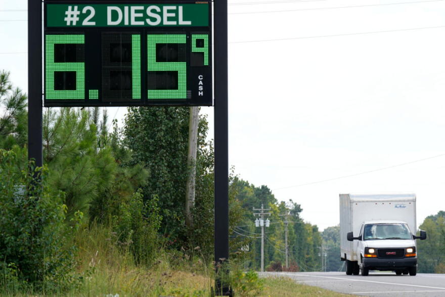 Fuel prices are displayed outside a truck stop Friday, Sept. 4, 2026, in Fairview, Tenn. (George Walker IV/AP)