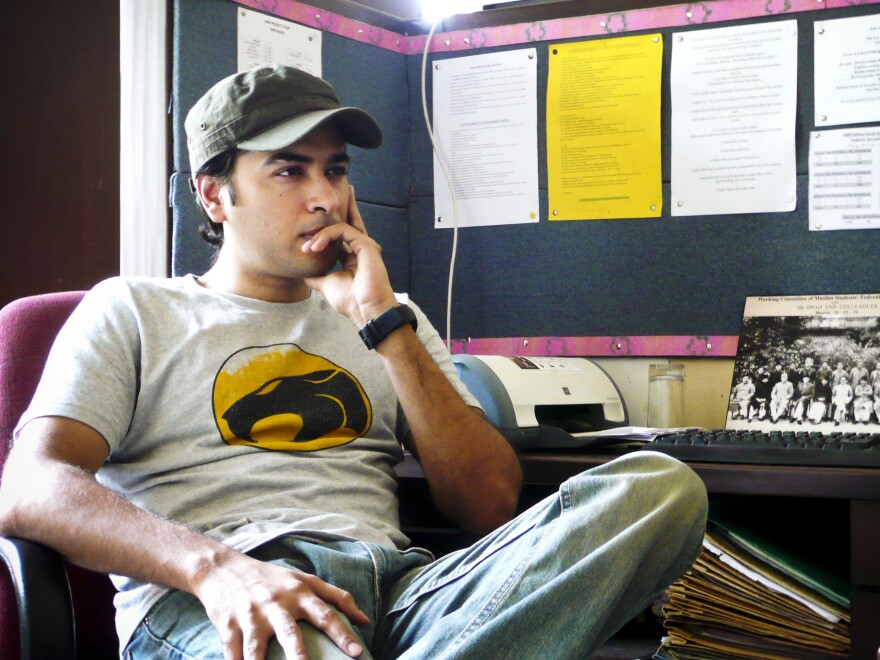 Roy is shown here at the Fatima Jinnah Government Girls School in Karachi, a poor public school being refurbished by his education nonprofit, Zindagi Trust.