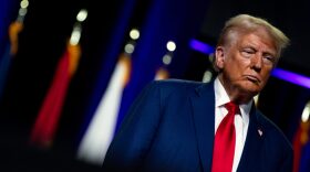 Republican presidential nominee, former U.S. President Donald Trump, during the National Guard Association of the United States' 146th General Conference & Exhibition at Huntington Place Convention Center in Detroit, Michigan.