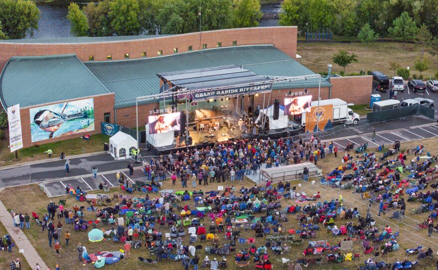 An aerial view of Grand Rapids Riverfest on Sept. 6, 2025.