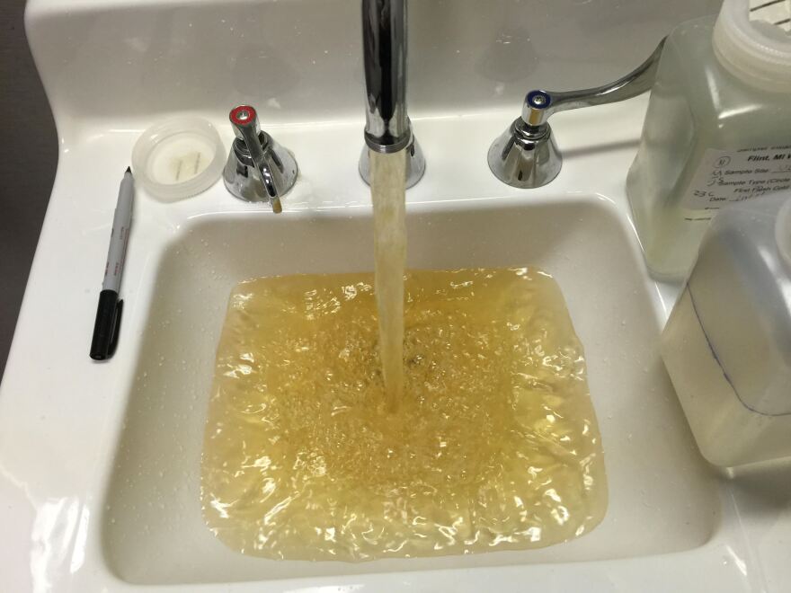 Tap water in a Flint hospital on Oct. 16, 2015.