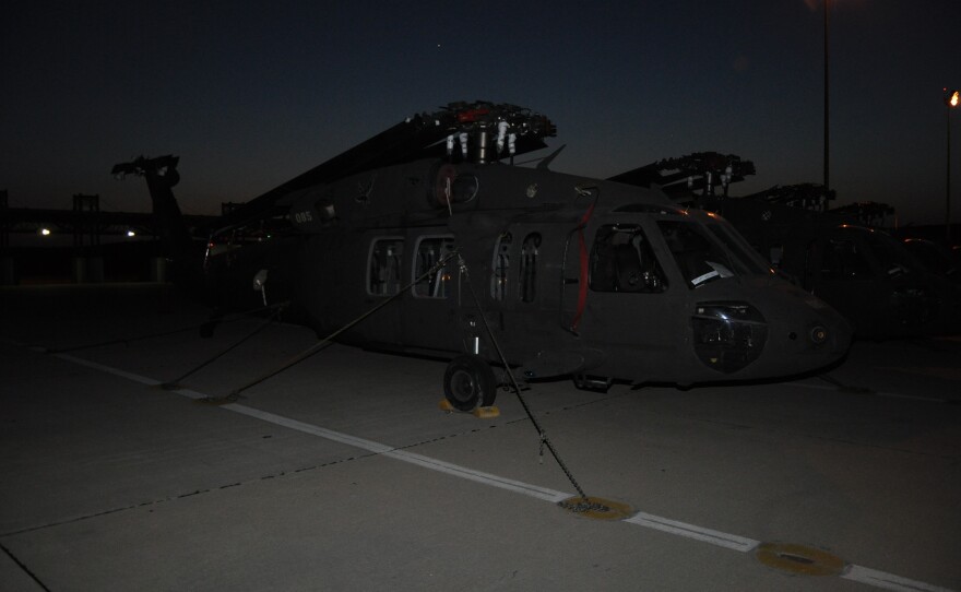 Black Hawks readied to be loaded into Air Force cargo planes bound for Afghanistan